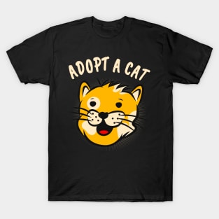 Adopt A Cat Cartoon Feline Lover T-Shirt